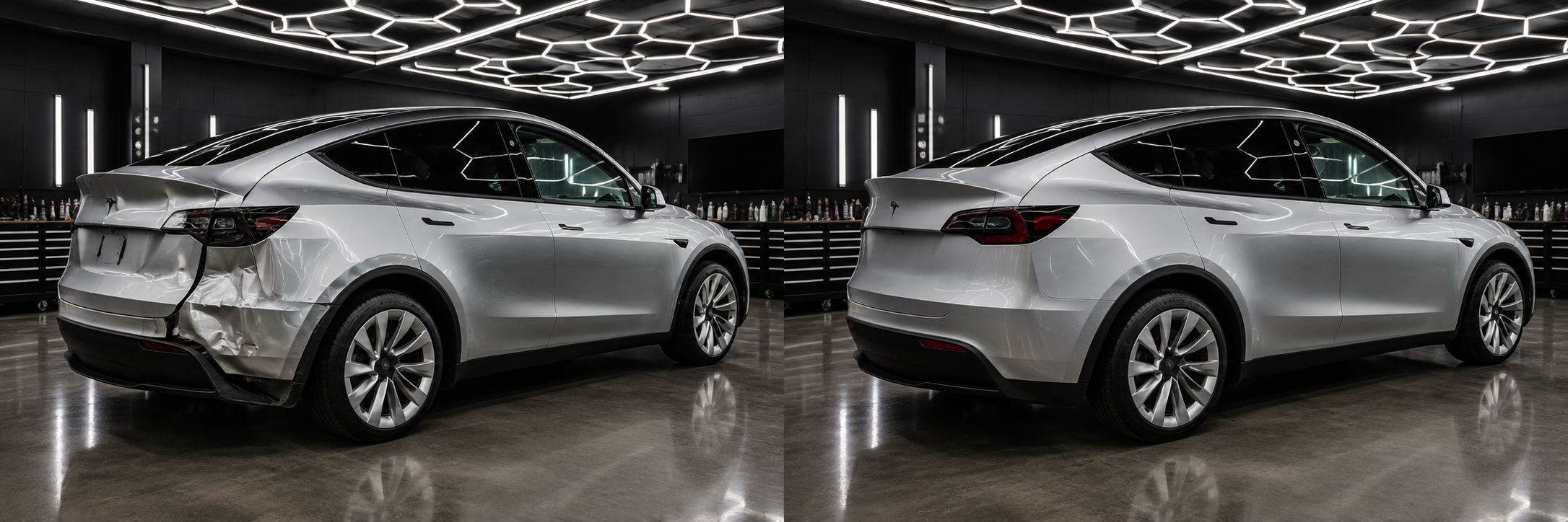 Model Y Rear-end repair before and after